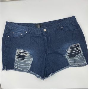 Ashley Stewart Distressed Jean Shorts Sz 26